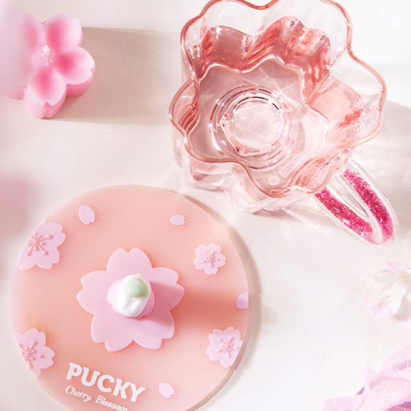 POP MART Pucky Cherry Blossom Series Glass Cup with Cover - Image 2