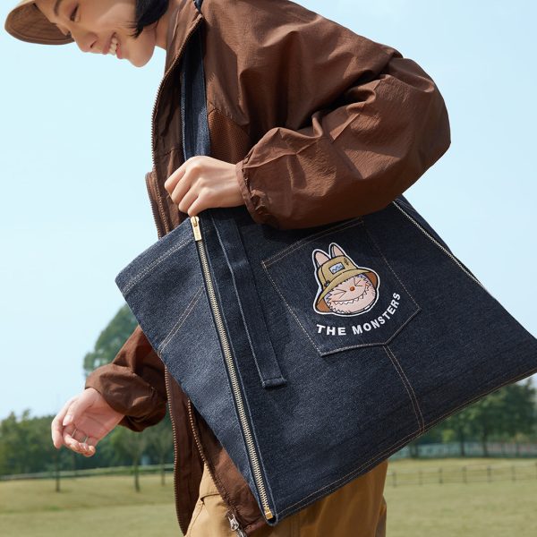 POP MART The Monsters LABUBU Fall in Wild Denim Tote Bag/Apron - Image 2