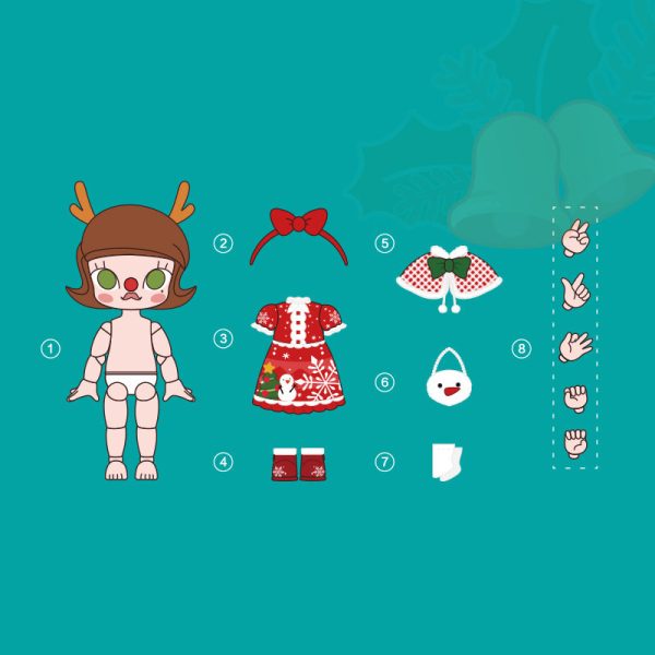 POP MART Molly Christmas Reindeer BJD Doll Collectible Figure - Image 7